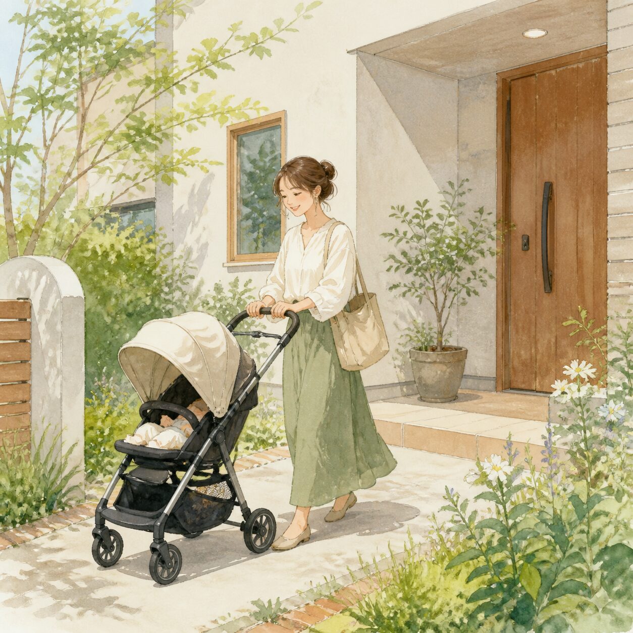 中央市のお客様の声 1 の柔らかな水彩イラスト