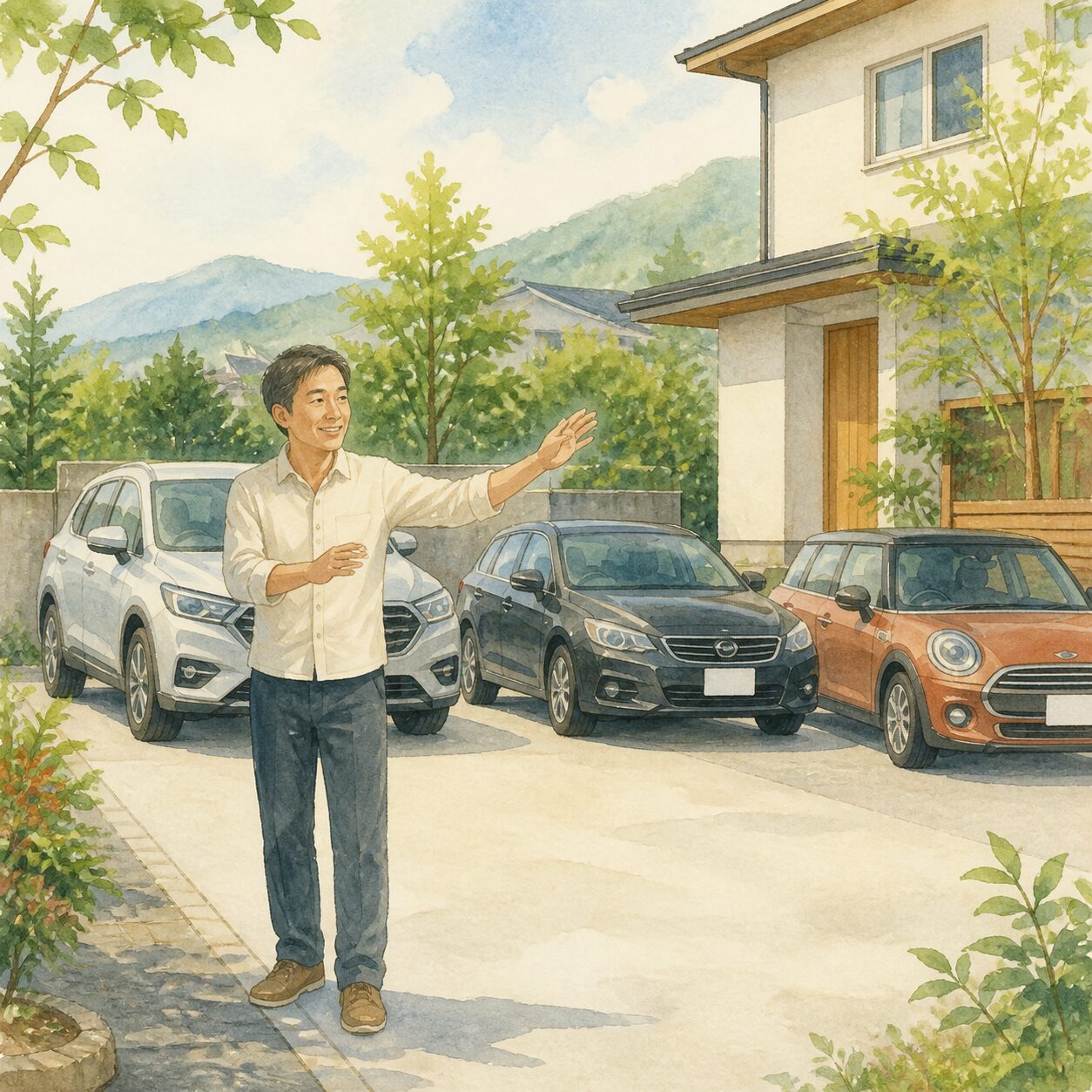 笛吹市のお客様の声 1 の柔らかな水彩イラスト