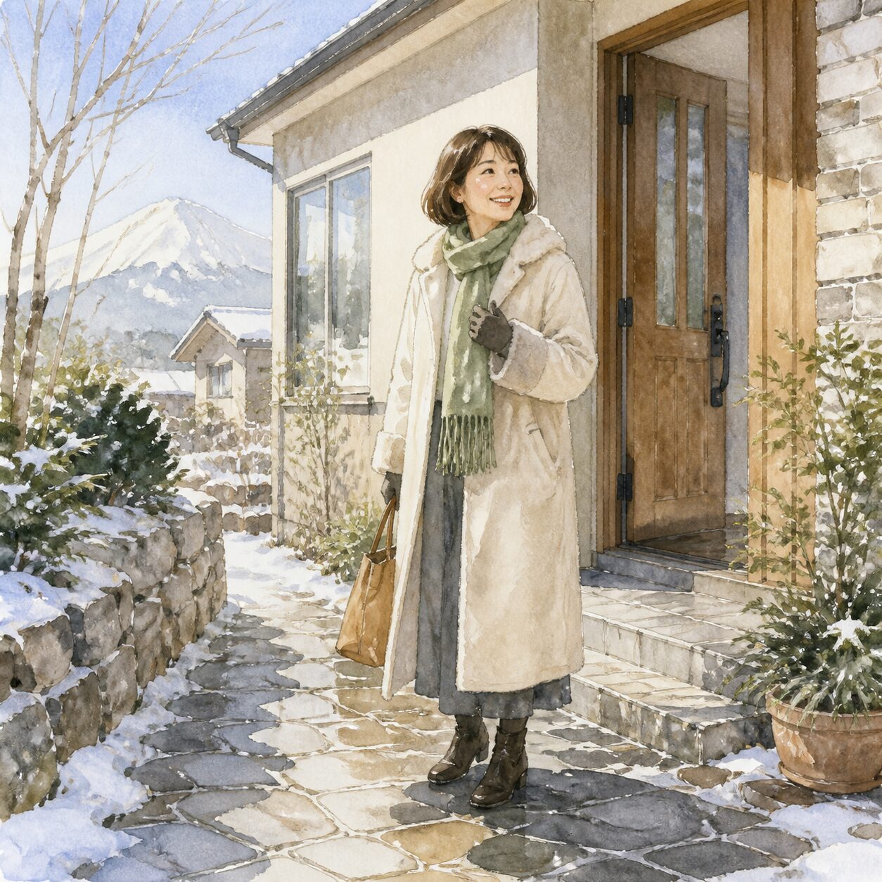 富士吉田市のお客様の声 1 の柔らかな水彩イラスト