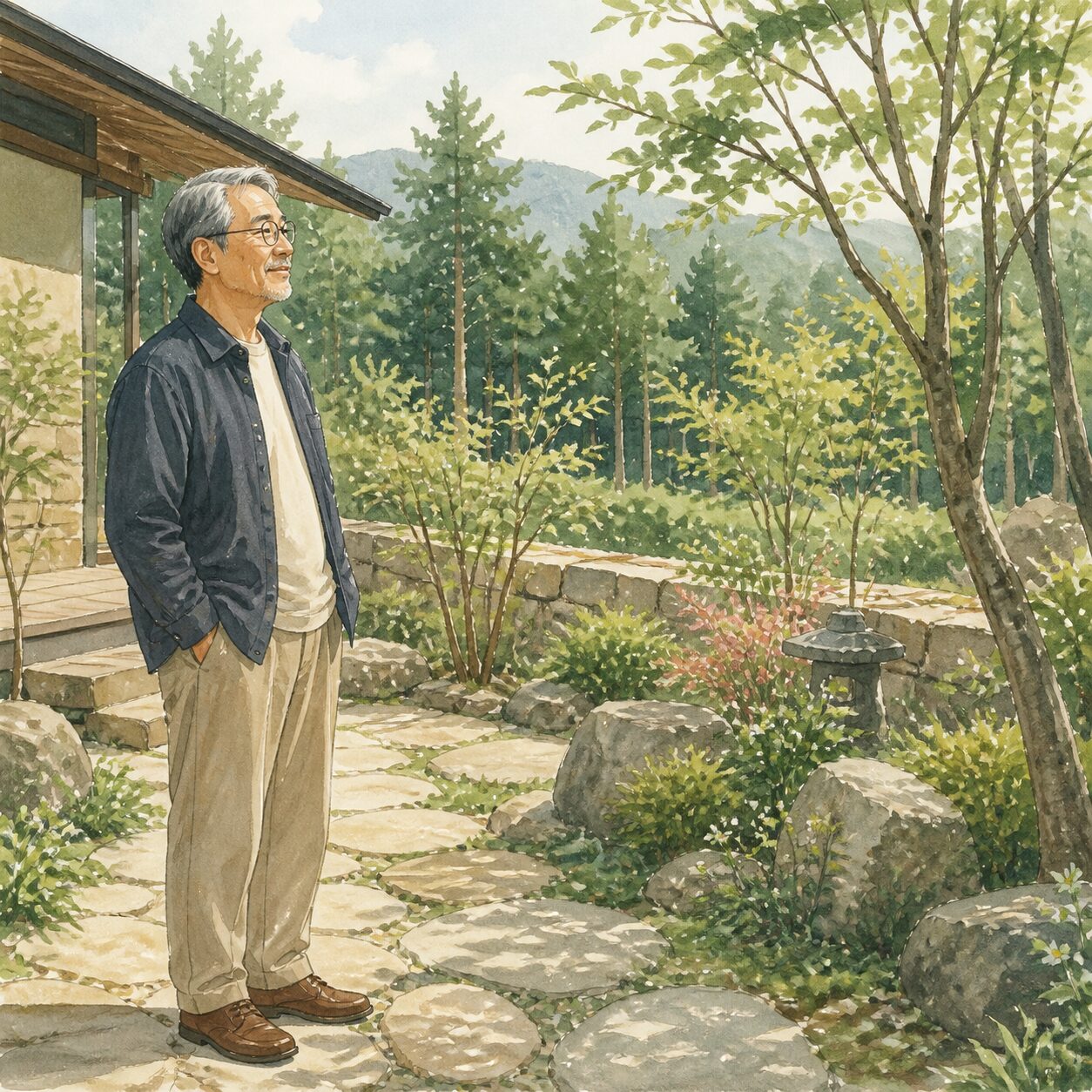 北杜市のお客様の声 1 の柔らかな水彩イラスト