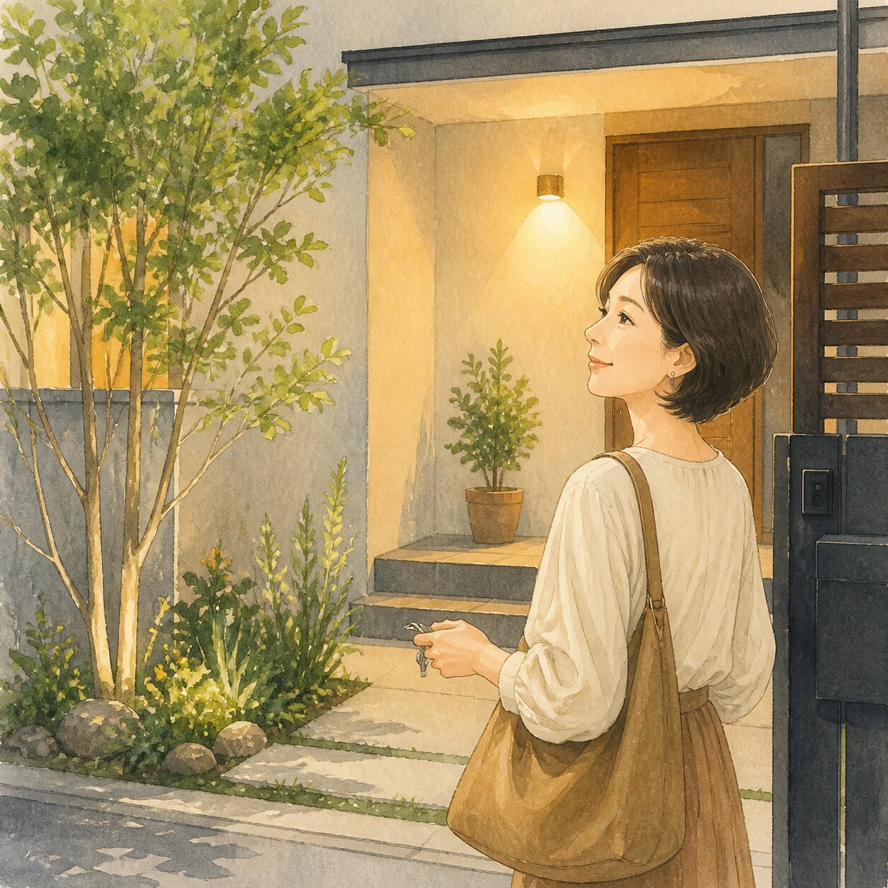 甲斐市のお客様の声 1 の柔らかな水彩イラスト