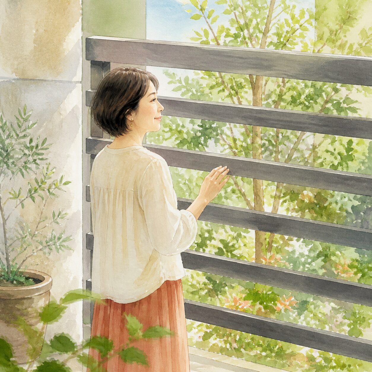 甲斐市のお客様の声 3 の柔らかな水彩イラスト