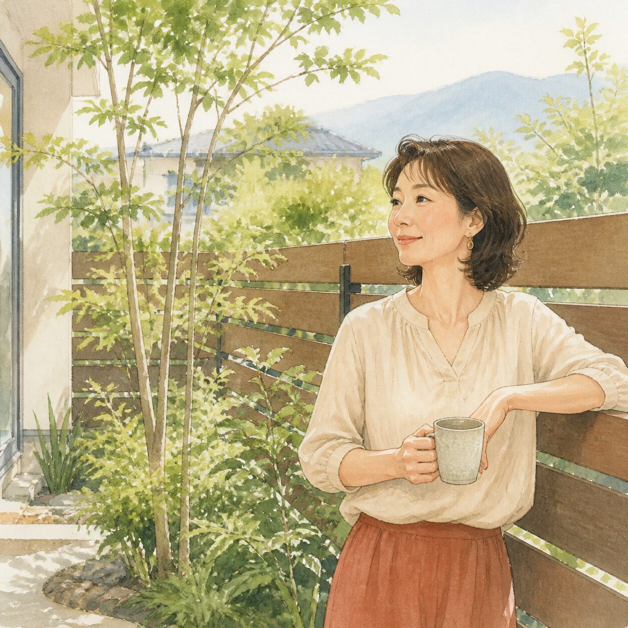 甲府市のお客様の声 2 の柔らかな水彩イラスト