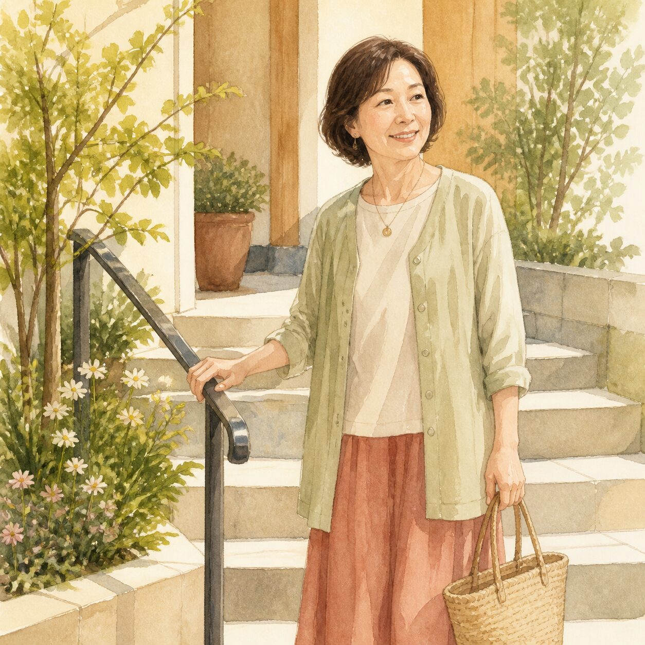 大月市のお客様の声 1 の柔らかな水彩イラスト
