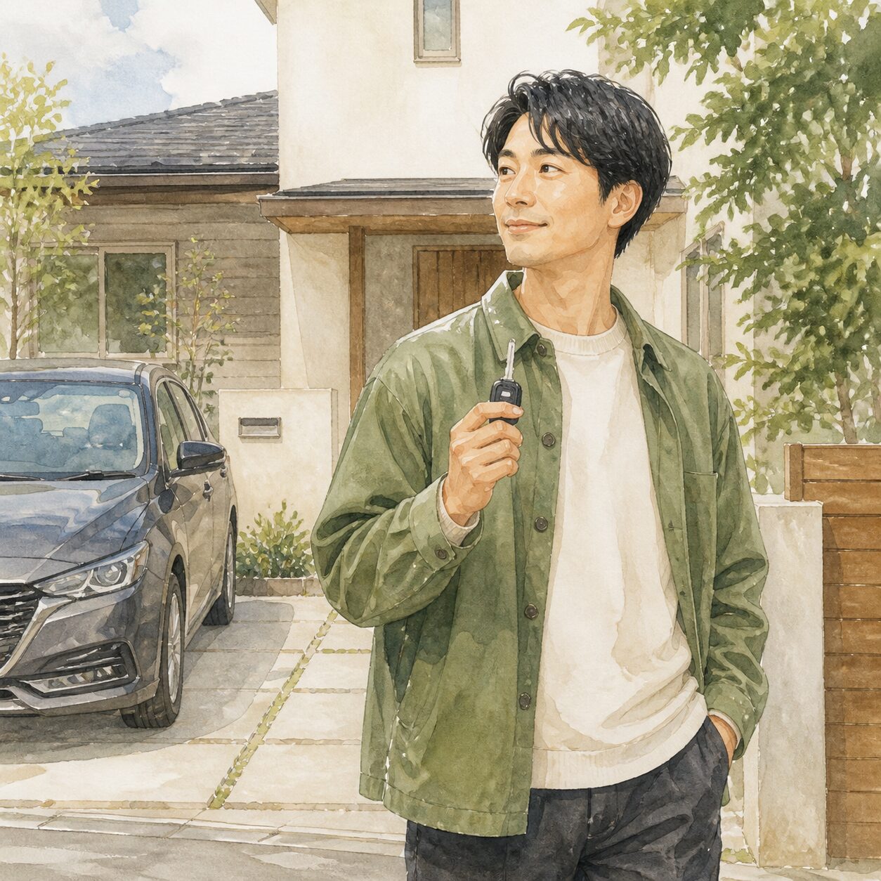 上野原市のお客様の声 1 の柔らかな水彩イラスト