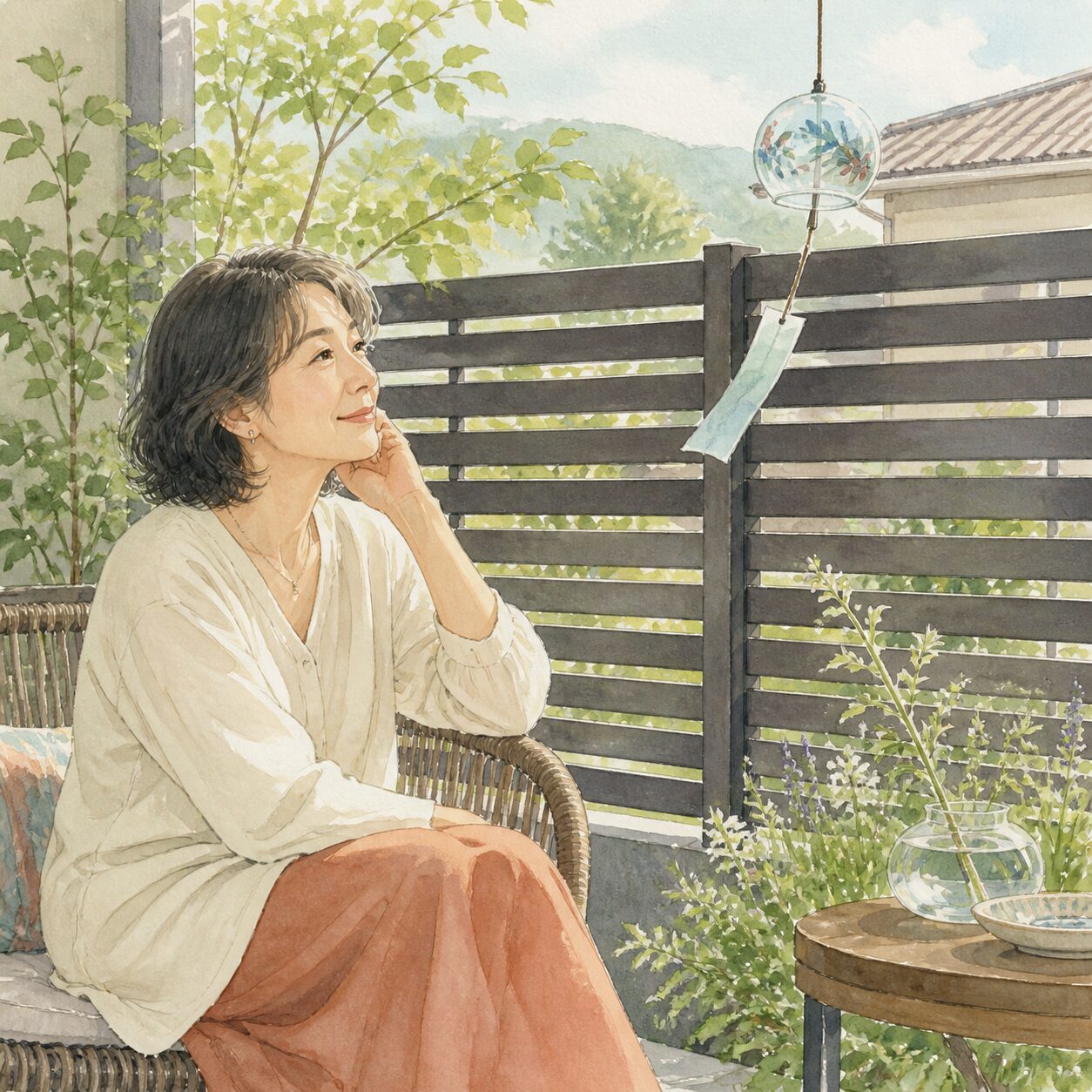 上野原市のお客様の声 3 の柔らかな水彩イラスト
