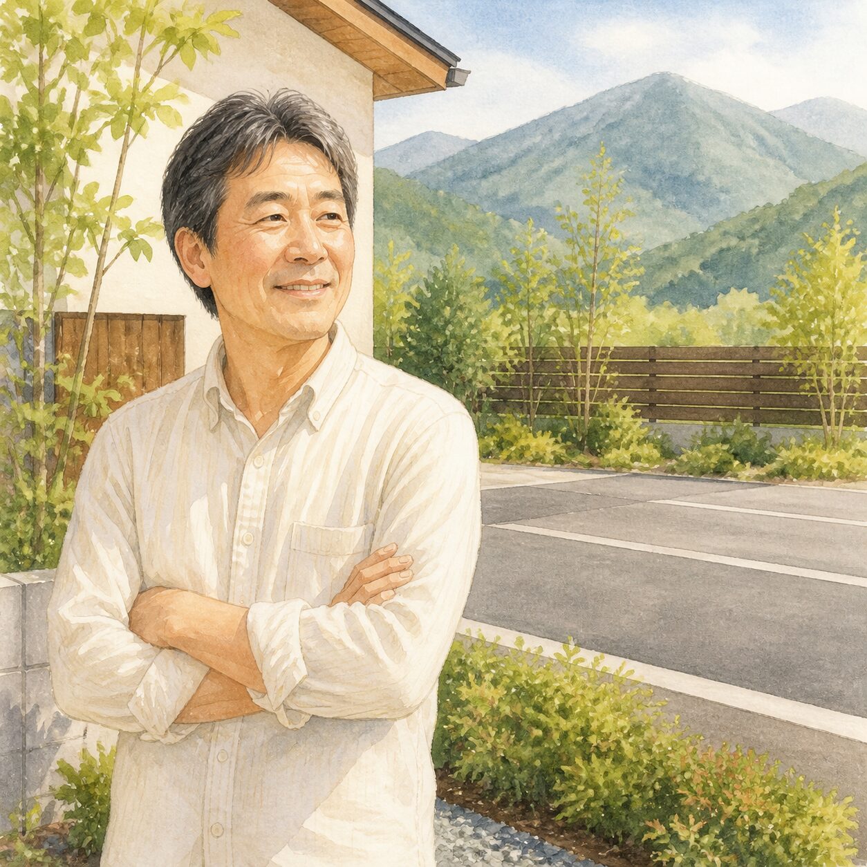 山梨市のお客様の声 2 の柔らかな水彩イラスト